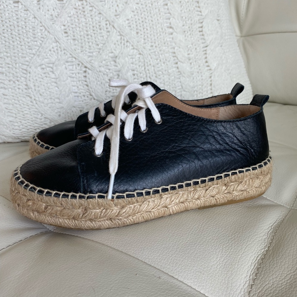 Alex + alex black leather espadrilles